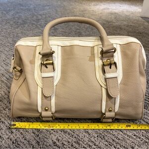 Elegant Tan and Cream Women's Handbag
